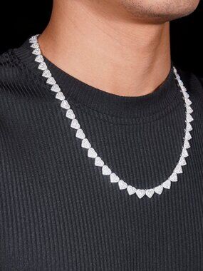 8MM Heart Shaped VVS Moissanite 925 sterling Silver Necklace